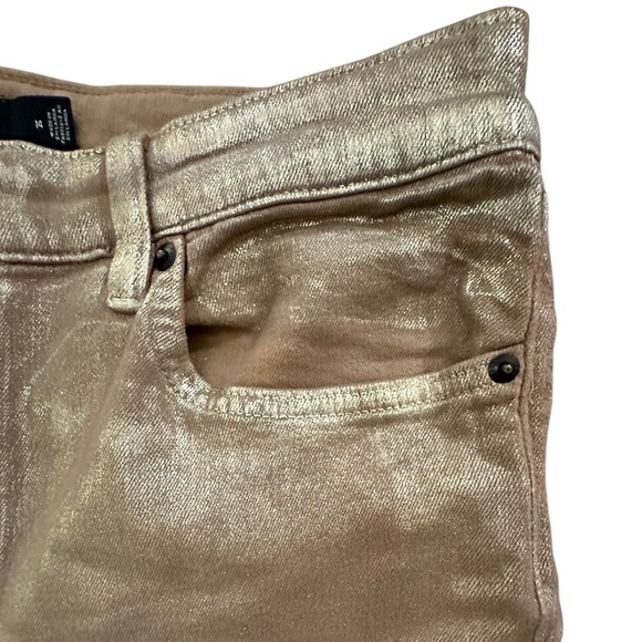 Ralph Lauren | Black Label High Rise Straight Ankle Gold Shimmer Jeans - Size 14 - Picture 6 of 11
